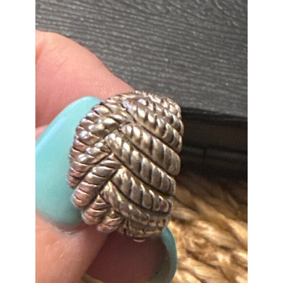 Oscar De La Renta Silver Tone Braided Clip-On Earrings - Picture 7 of 7